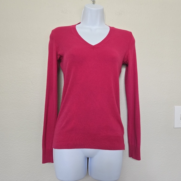 United Colors Of Benetton Pink V Neck Pullover Cotton Sweater Size Small - Picture 1 of 12